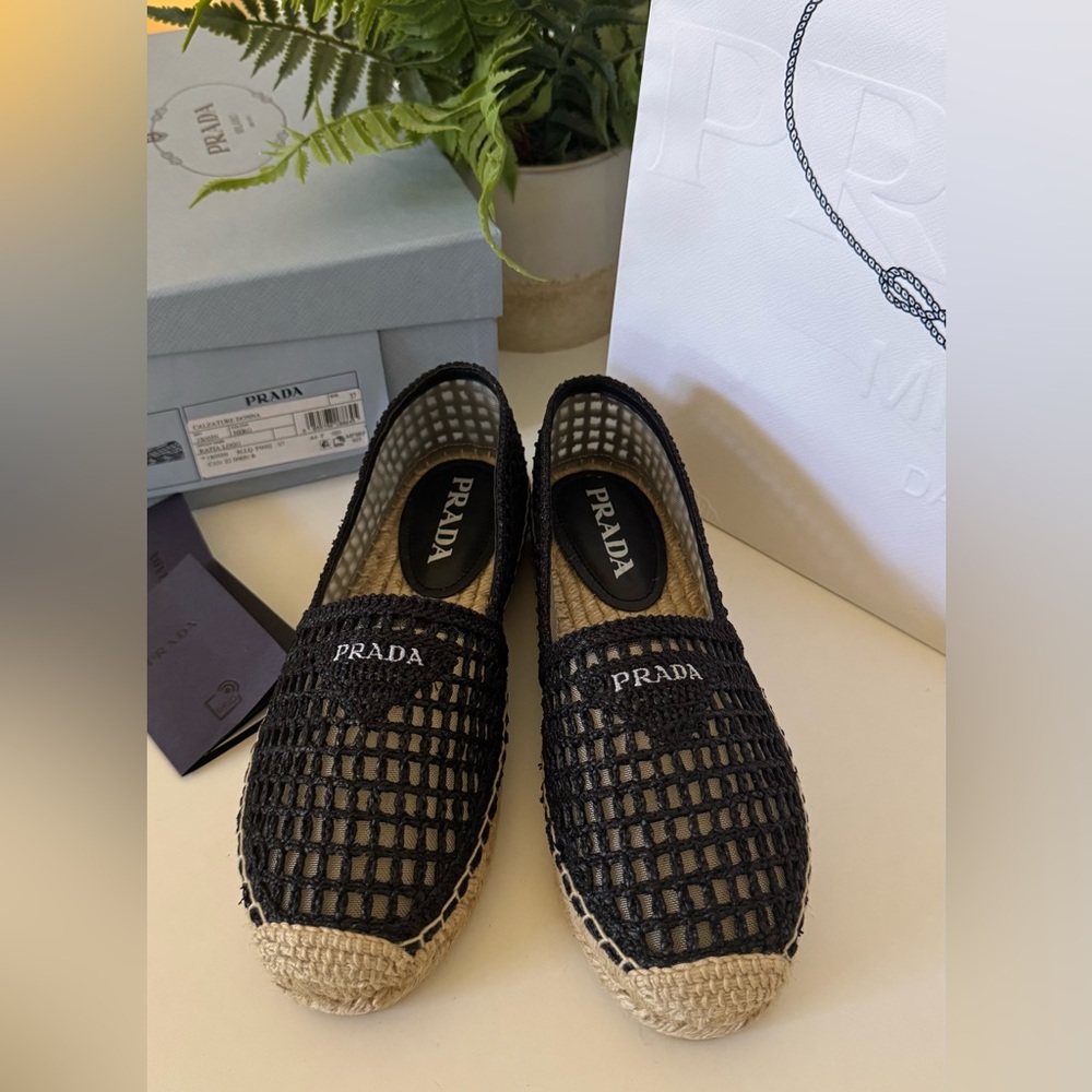 Prada Black and Tan Women's Espadrilles